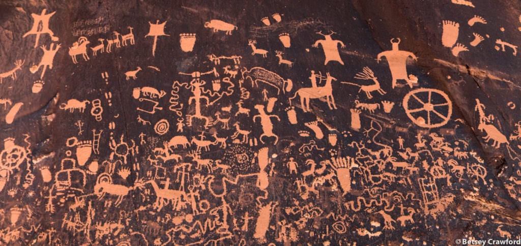 Newspaper Rock petroglyphs near Monticello, Utah by Betsey Crawford