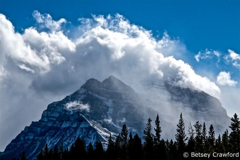 A Rocky Mountain peak south of Lake Louise, Alberta by Betsey Crawford