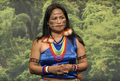 Narcisa Mashiento at the Pachamama Alliance annual luncheon in 2017