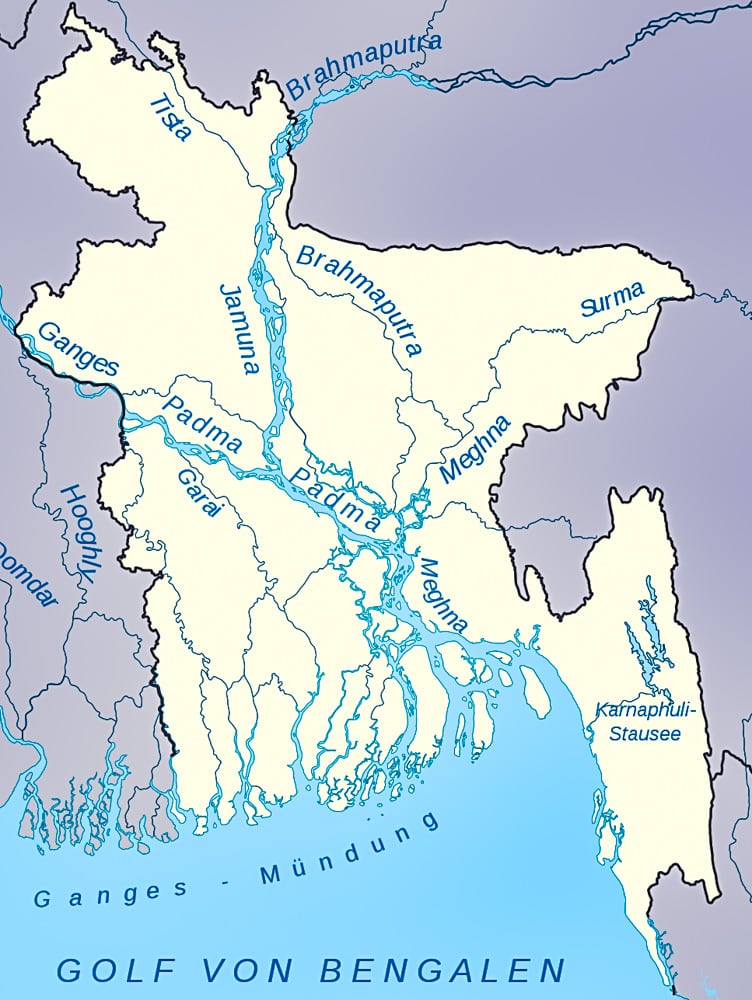 Bangladesh Location Map With River Names Without Division Borders 