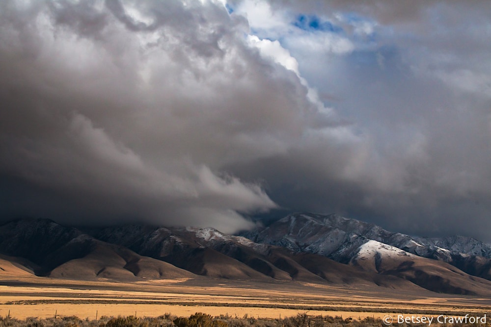 Wild nature: storm clouds along Route 95 driving toward Nevada by Betsey Crawford