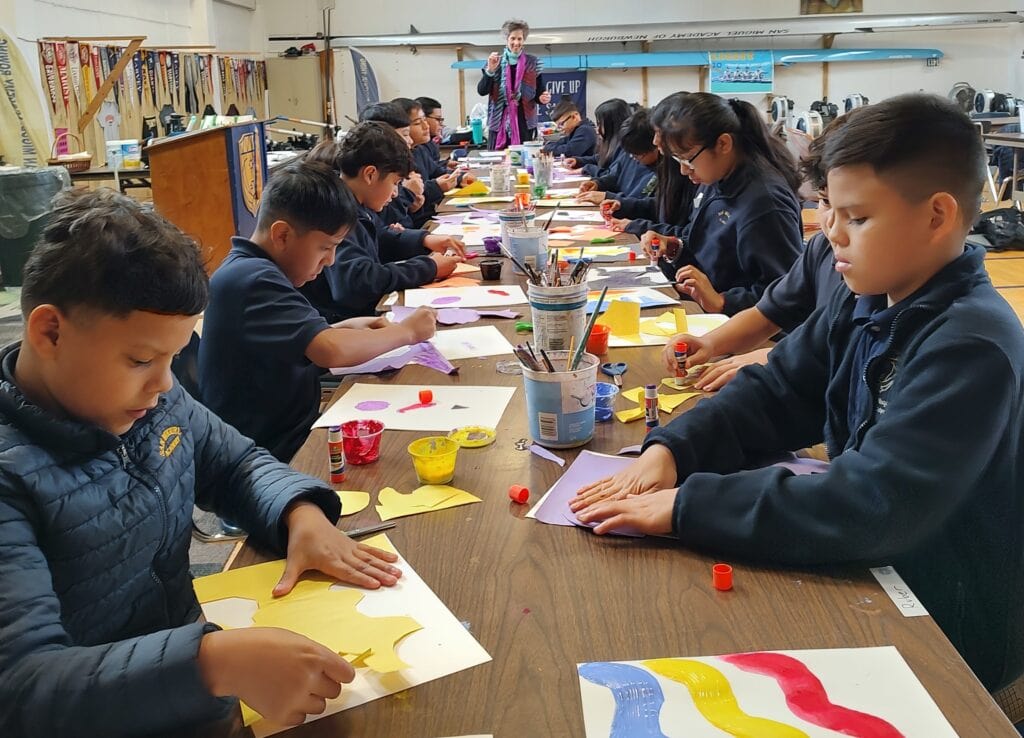 Students at San Miguel Academy in Newburgh, NY, participating in a program called Art Sparks, created by artist Imogene Drummond. Photo by Luis Chirinos.